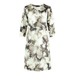 Kleed V-hals daim A-lijn 3/4 mouw | grijs