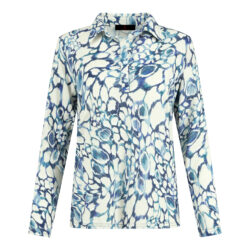 Polo met 3/4 mouw in peau de peche | blauw