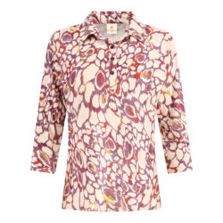 Polo met 3/4 mouw in peau de peche | aubergine - bordeaux