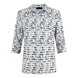 Polo met 3/4 mouw in peau de peche | blauw