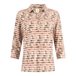 Polo met 3/4 mouw in peau de peche | aubergine - bruin