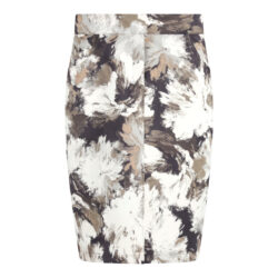 Rok daim bedrukt recht model met zakken | beige