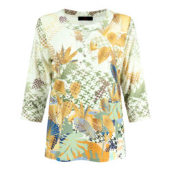 T-shirt bedrukt 3/4 mouw | kaki - camel