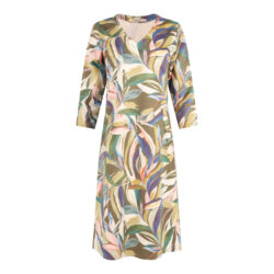 Kleed V-hals daim A-lijn 3/4 mouw | groen